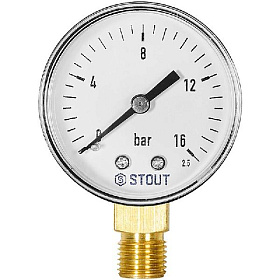 STOUT Манометр радиальный. Корпус Dn 50 мм 1/4 , 0...16 бар