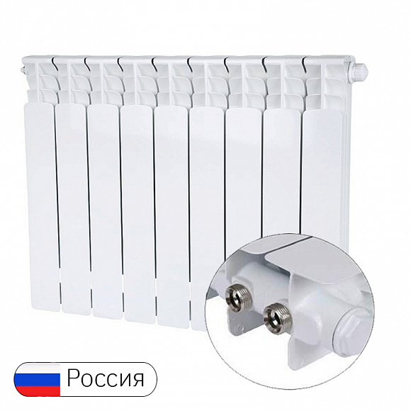 Биметаллический радиатор STOUT SPACE 500, 9 секций (нижнее правое подключение)