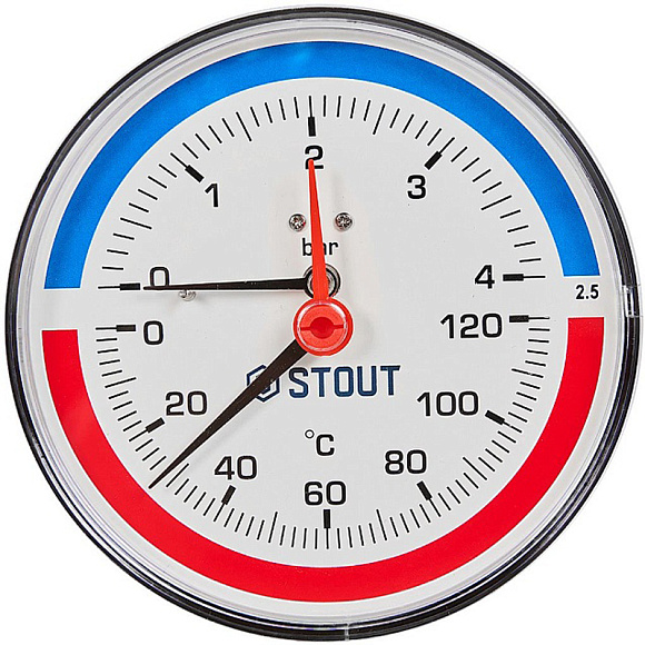 STOUT Термоманометр аксиальный Dn 100 4 бар, 1/2", 0-120°С