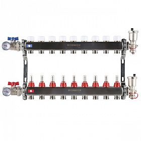 Коллекторная группа ROMMER из нерж. стали В СБОРЕ с расходомерами 9 выходов