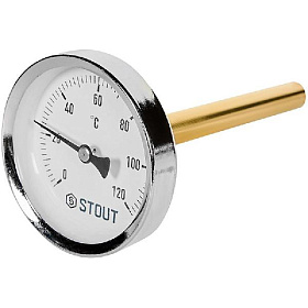 STOUT Термометр биметалл. Dn 63 мм, гильза 100 мм 1/2", 0...120°С