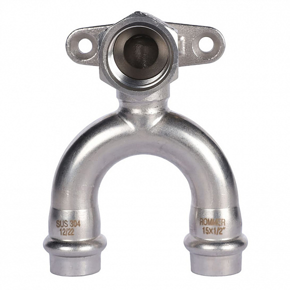 ROMMER Пресс угольник проходной настенный с креплением 15х1/2