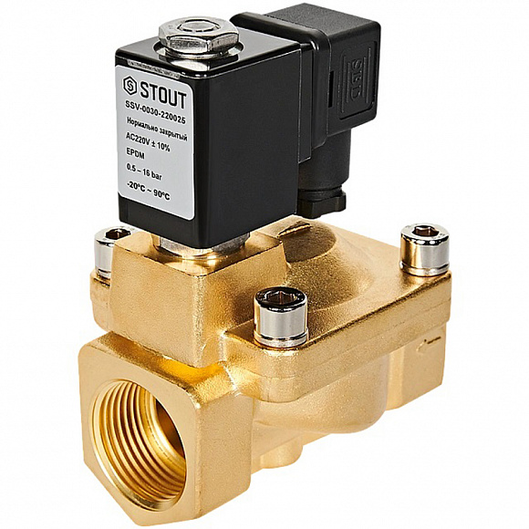 STOUT Клапан электромагнитный, непрямого (пилотного) действия, 1" 220В (нормально закрытый)