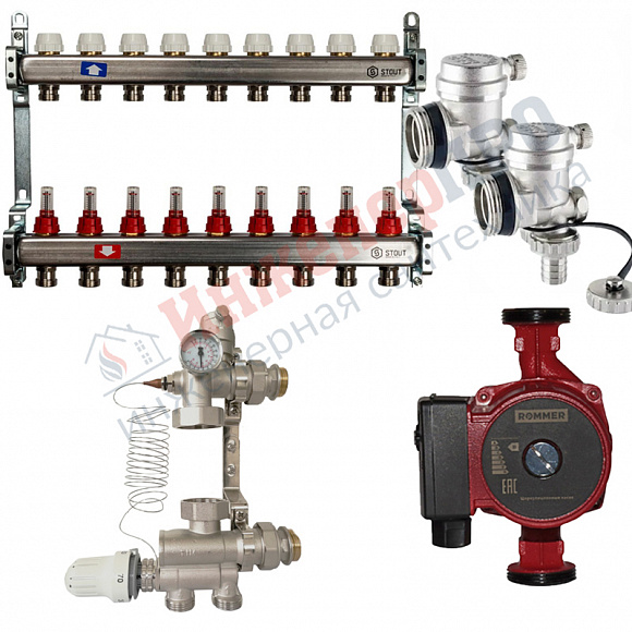 STOUT Комплект водяного теплого пола до 135 м2