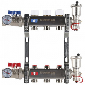Коллекторная группа ROMMER из нерж. стали В СБОРЕ  без расходомеров 3 выхода