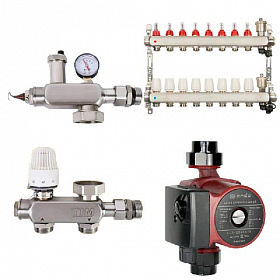 Комплект водяного теплого пола до 120 м2 (TIM JH-1040 + насос 25/6 + коллектор 8 вых)*